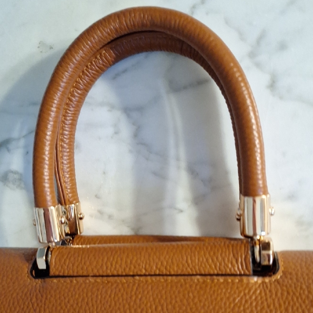 Pebbled Leather Brown Satchel - Picture 3 of 8